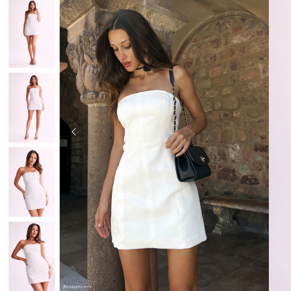 MESHKI MACI Crepe Mini Dress - White